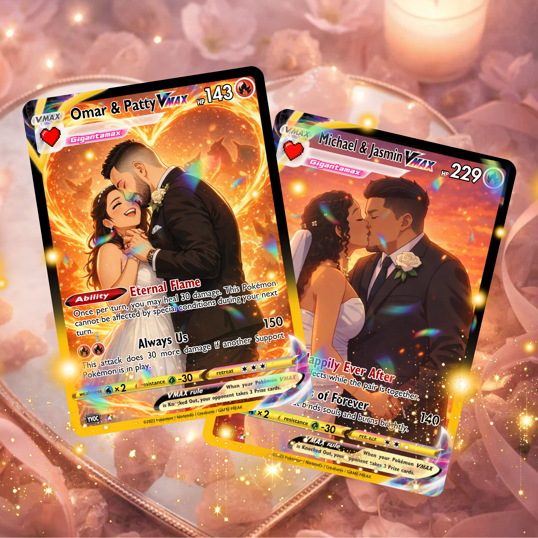 Custom Pokémon Style Aluminum Card for Couples